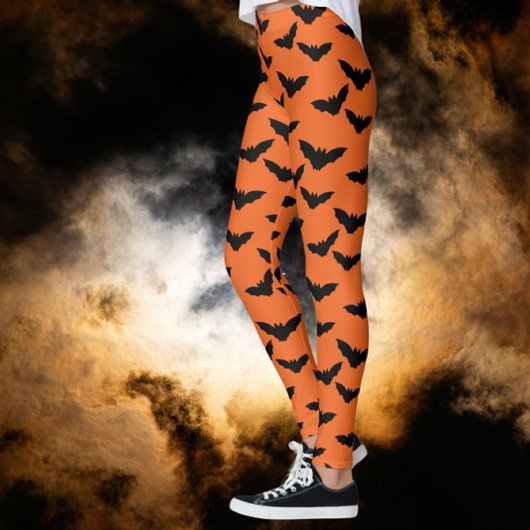 Ich bin Batty Orange Black Bats Leggings gegangen