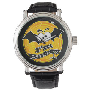 Ich bin Batty Orange und Gelb Wirbel Armbanduhr