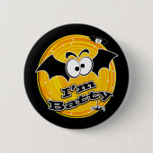 Ich bin Batty Orange und Yellow Swirl Button (Vorderseite)