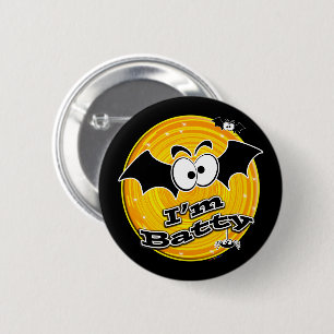 Ich bin Batty Orange und Yellow Swirl Button