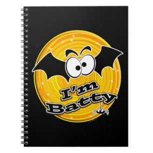 Ich bin Batty Orange und Yellow Swirl Notizblock