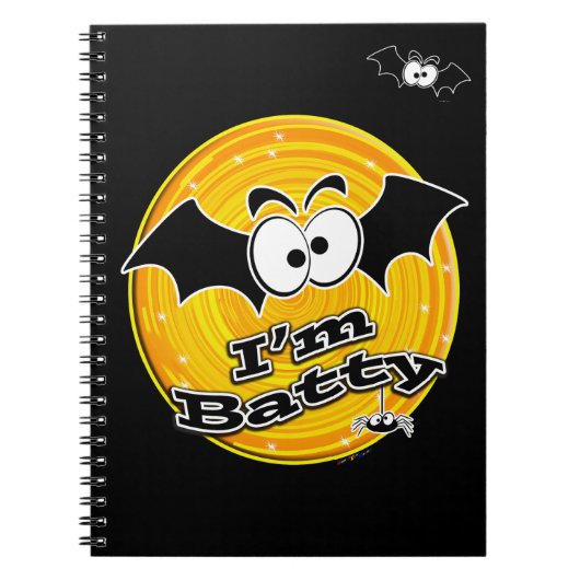 Ich bin Batty Orange und Yellow Swirl Notizblock (Vorderseite)