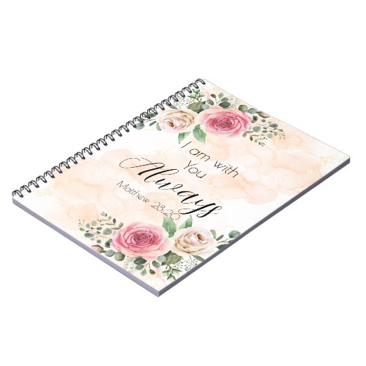 Ich bin bei dir, immer Aquarellfarben-Rose Notizblock (Linke Seite)