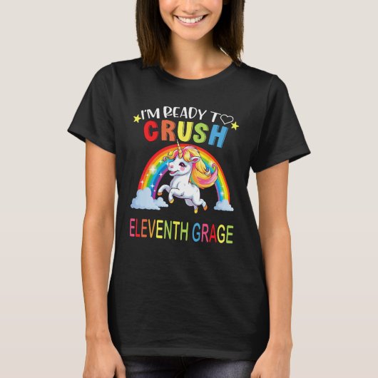 Ich bin bereit, das 11. Schuljahr Regenbogen-Einho T-Shirt (Vorderseite)