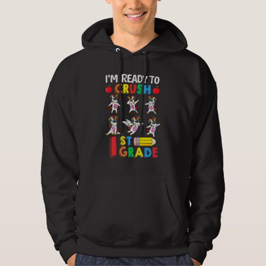 Ich bin bereit, den 1. Grade Dabbing Unicorn Teach Hoodie (Vorderseite)