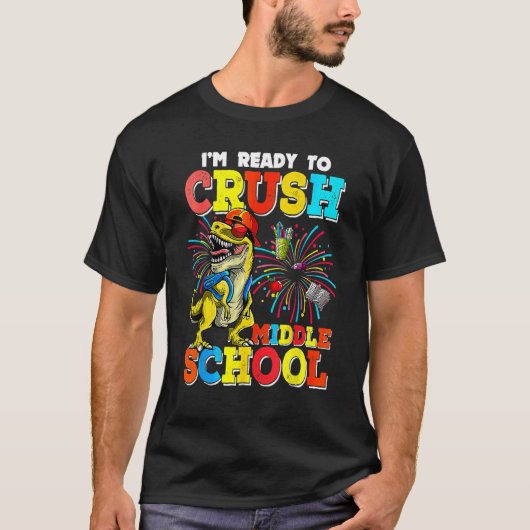 Ich bin bereit, den Dinosaurier der Mittelschule z T-Shirt (Vorderseite)