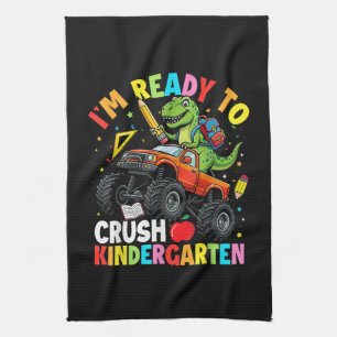 Ich bin bereit, den ersten Tag im Kindergarten zu Geschirrtuch