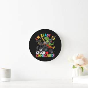 Ich bin bereit, den ersten Tag im Kindergarten zu  Runde Wanduhr