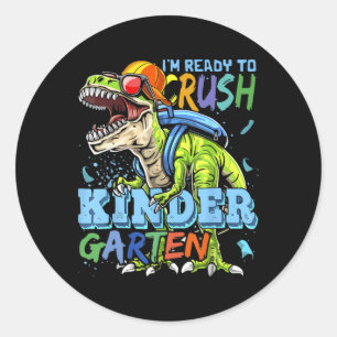 Ich bin bereit, den Kindergarten Dino T-Rex Ck zu  Runder Aufkleber