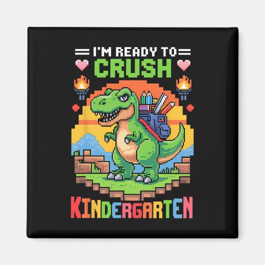 Ich bin bereit, den Kindergärten-Dinosaurier-Gamer Magnet (Vorne)