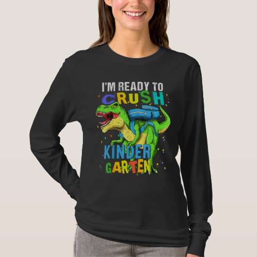 Ich bin bereit, den Kindergarten-Dinosaurier-Kinde T-Shirt (Vorderseite)