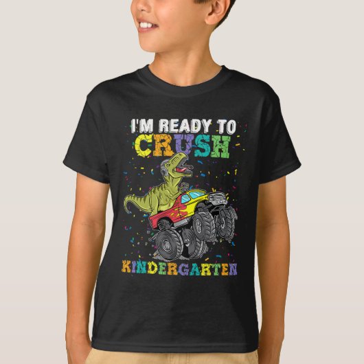 Ich bin bereit, den Kindergarten-Monster-Truck-Din T-Shirt (Vorderseite)