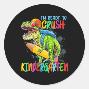 Ich bin bereit, den Kindergarten T-Rex-Dino zu zer Runder Aufkleber