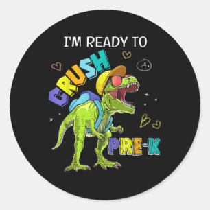 Ich bin bereit, den Pre-K-Dinosaurier T-Rex am ers Runder Aufkleber