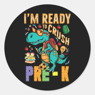 Ich bin bereit, den Pre-k-Monstertruck Dino Byck T Runder Aufkleber
