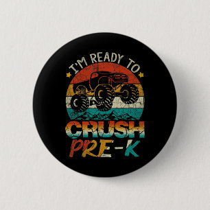 Ich bin bereit, den Pre-K-Monstertruck Vintage-Jun Button