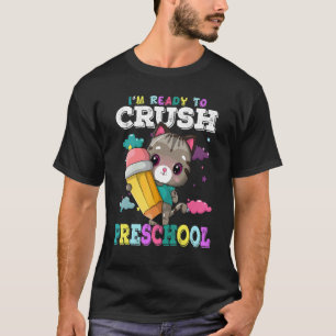 Ich bin bereit, den Vorschulkatzen mit Bleistift z T-Shirt