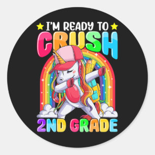 Ich bin bereit, die 2. Klasse Dabbing-Einhorn-Ck z Runder Aufkleber