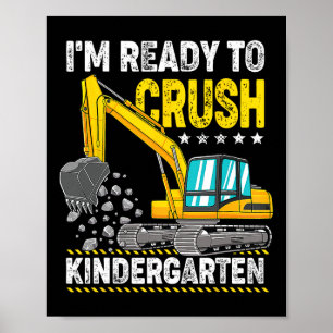 Ich bin bereit, die Baustellenfahrzeuge im Kinderg Poster