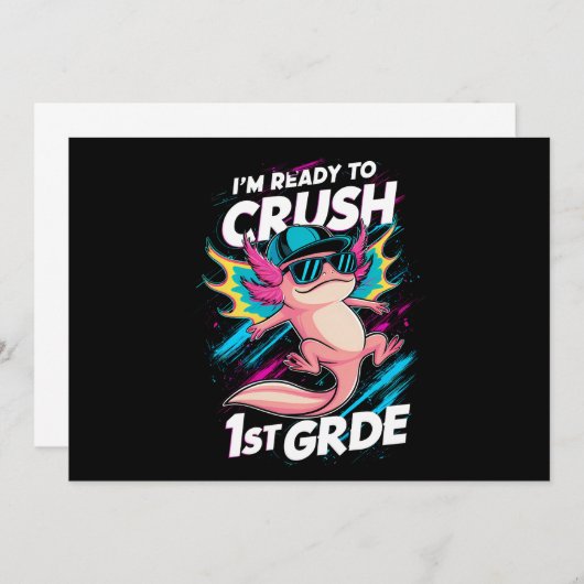 Ich bin bereit, die erste Klasse Axolotl Back Scho Einladung (Vorne/Hinten)