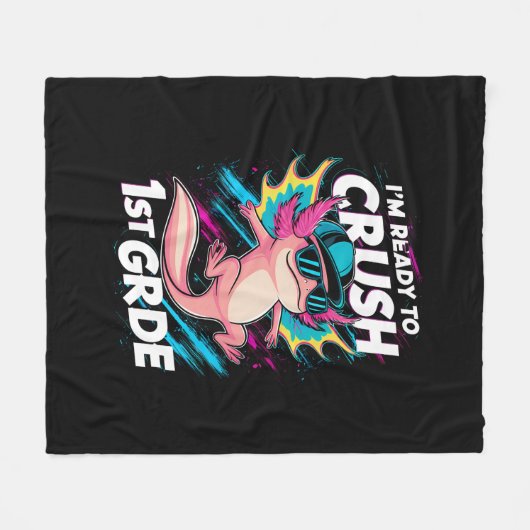 Ich bin bereit, die erste Klasse Axolotl Back Scho Fleecedecke (Vorderseite (Horizontal))
