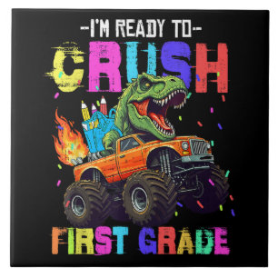 Ich bin bereit, die erste Klasse Dinosaurier-LKW z Fliese