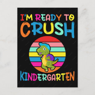 Ich bin bereit, die Kitaschule für Dinosaurier zu Feiertagspostkarte