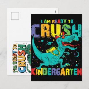 Ich bin bereit, die Kitaschule für Dinosaurier zu Feiertagspostkarte