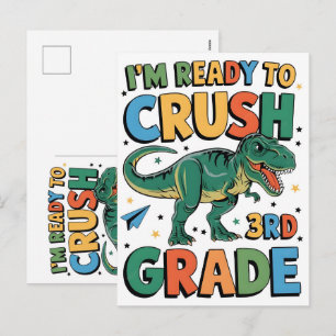 Ich bin bereit, die Kitaschule für Dinosaurier zu Feiertagspostkarte