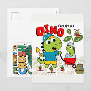 Ich bin bereit, die Kitaschule für Dinosaurier zu Feiertagspostkarte