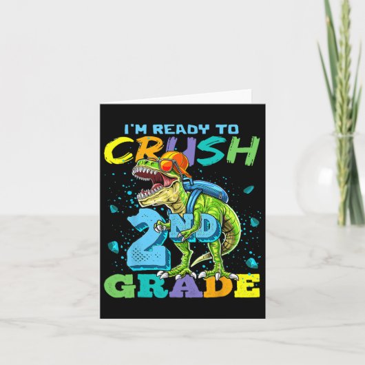 Ich bin bereit, die zweite Klasse T Rex Dinosaurie Karte (Vorderseite)