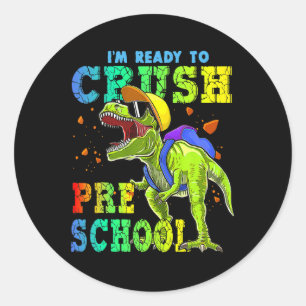Ich bin bereit, Dinosaurier in der Vorschule zu ze Runder Aufkleber