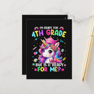 Ich bin bereit für die 4. Klasse Einhorn Erster Sc Feiertagspostkarte