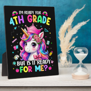 Ich bin bereit für die 4. Klasse Einhorn Erster Sc Fotoplatte