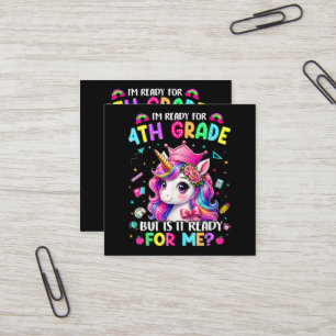 Ich bin bereit für die 4. Klasse Einhorn Erster Sc Quadratische Visitenkarte
