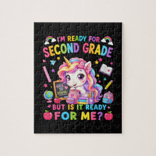 Ich bin bereit für die zweite Klasse Einhorn erste Puzzle