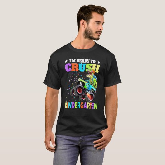 Ich bin bereit Kindergarten Monster Truck Dinos zu T-Shirt (Vorne ganz)