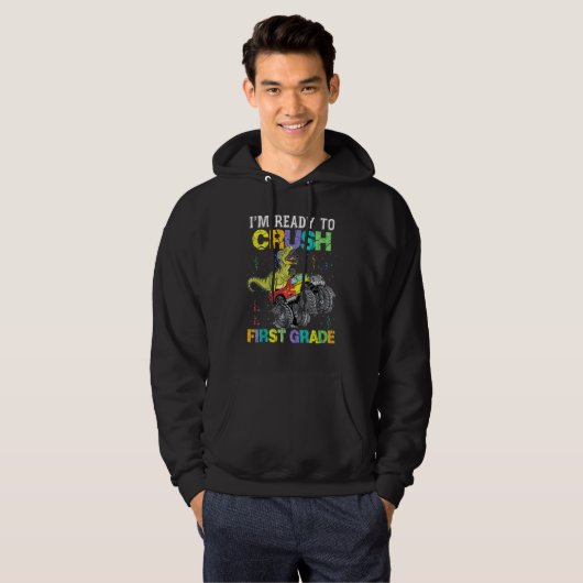 Ich bin bereit, Monster erster Klasse Truck Dinosa Hoodie (Vorne ganz)