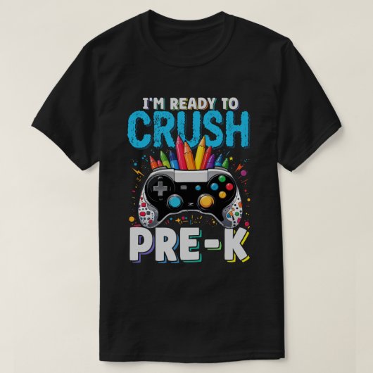 Ich bin bereit, Pre-k Gamer wieder zu Schuljungen T-Shirt (Design vorne)
