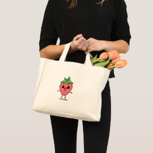 Ich bin Berry Happy niedliche Kawaii Erdbeeren Spr Mini Stoffbeutel