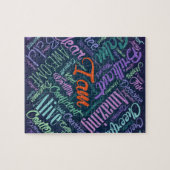 Ich bin Bestätigungs-Wort-Wolken-Kunst Puzzle (Horizontal)