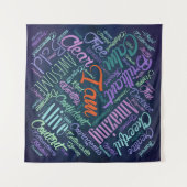 Ich bin Bestätigungs-Wort-Wolken-Kunst Wandteppich (Vorderseite (Horizontal))