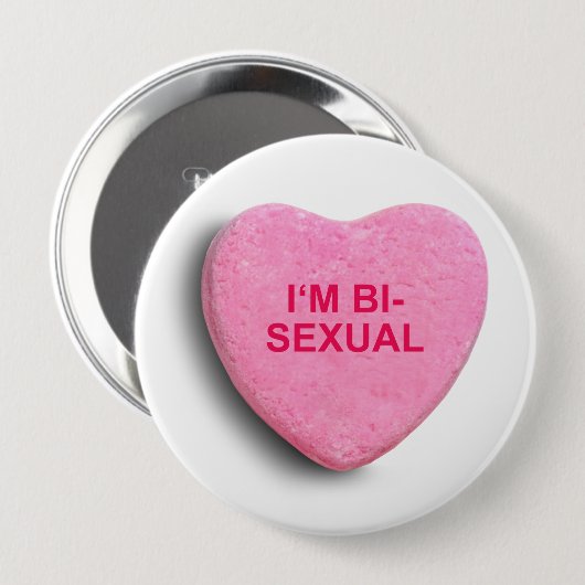 Ich bin BISEXUELLES SÜSSIGKEITS-HERZ Button (Vorne & Hinten)