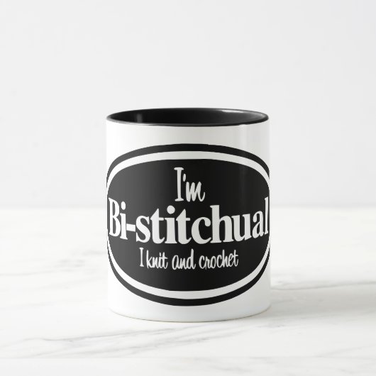 "Ich bin Bistitchual - I Strick and Crochet" Tasse (Zentrum)