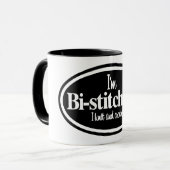"Ich bin Bistitchual - I Strick and Crochet" Tasse (Vorderseite Links)