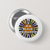 Ich bin Black Excellence African Fabric Collage Button (Vorne & Hinten)