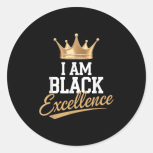 Ich bin Black Excellence Black History Afro Motiva Runder Aufkleber