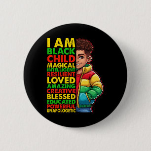 Ich bin Black History Month T-Shirt Kinder Jungen  Button
