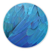 Ich bin blau - Papageienfedern nah Keramikknauf (Vorderseite)