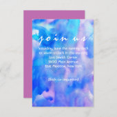 ICH BIN BLAU WATERCOLOR Bat Mitzvah Empfang Card Einladung (Vorne/Hinten)